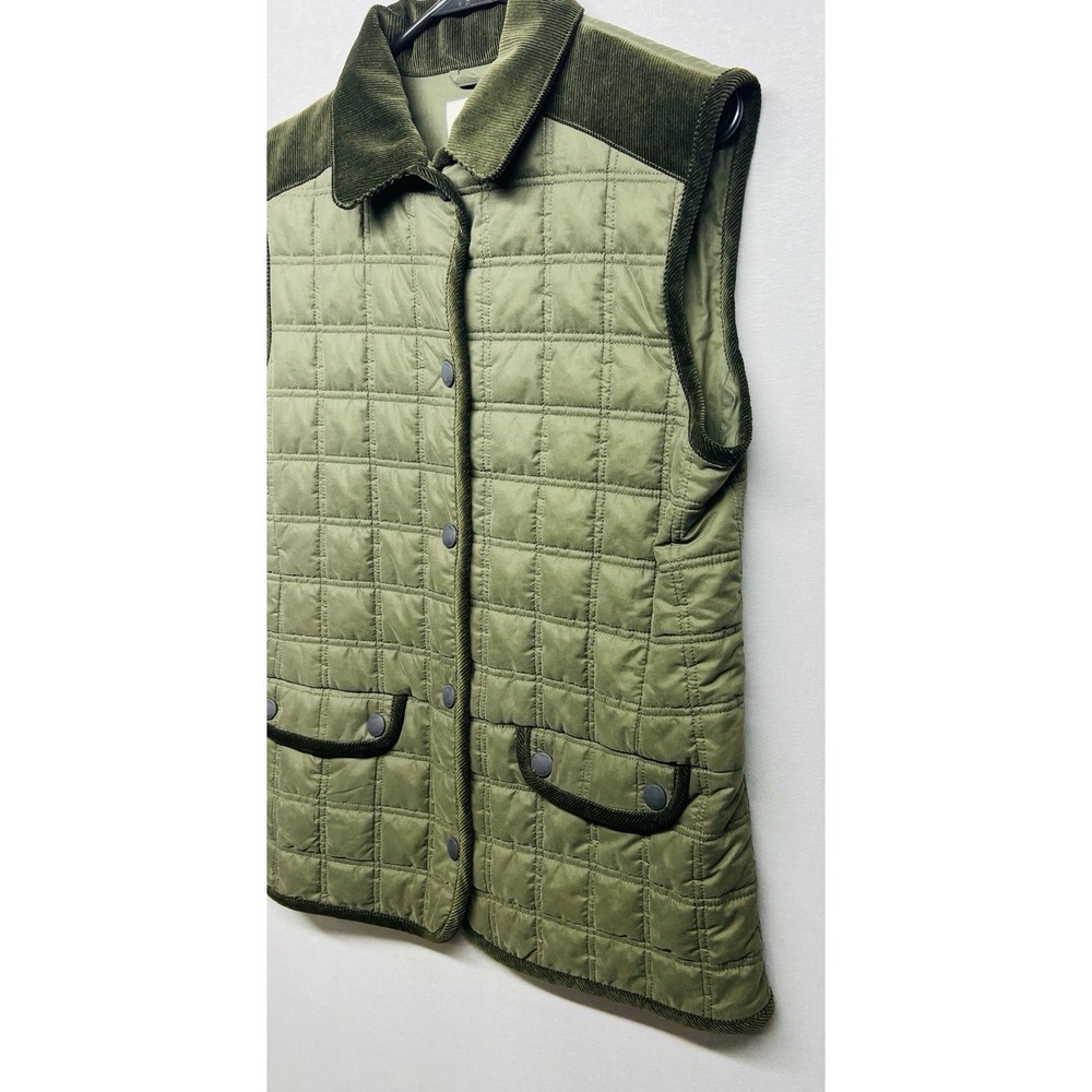 Purdey Green Quilted Corduroy Collar Hunting Women's Vest Size M - Picture 2 of 10